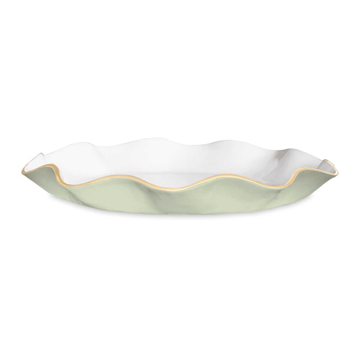 ENCANTO Carola Large Round Platter (Pistachio and White)