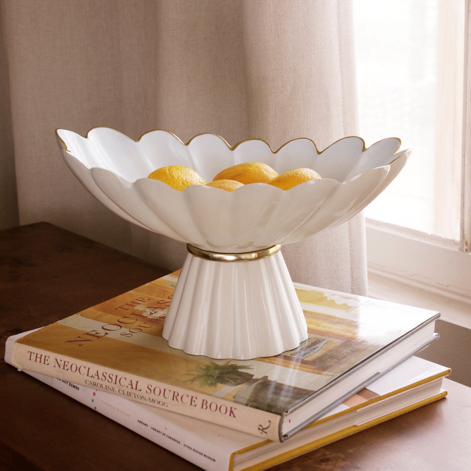 ENCANTO Vintage Hermes Pedestal Cream and White