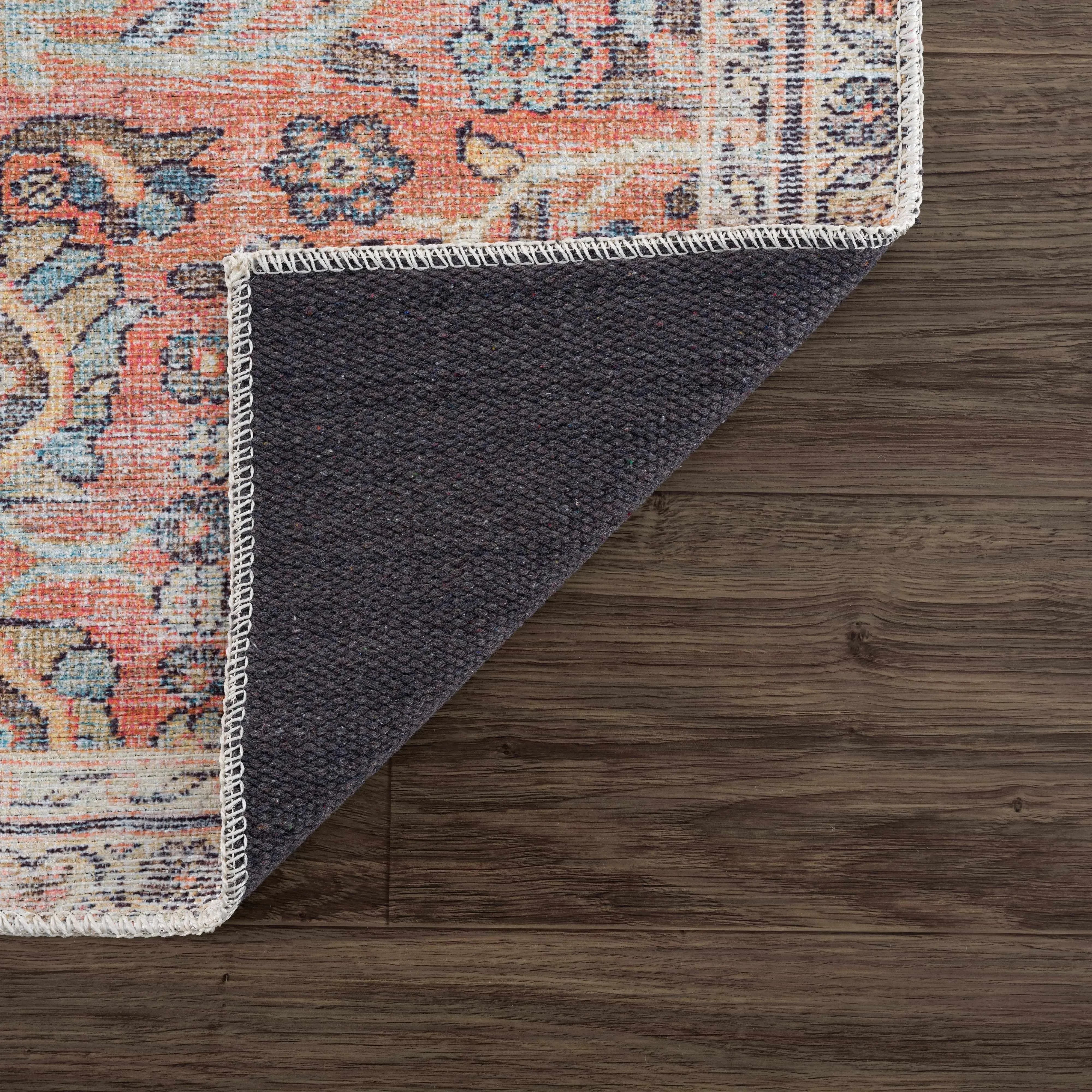 Peach & Blue Washable Area Rug - Clearance - The Mayfair Hall