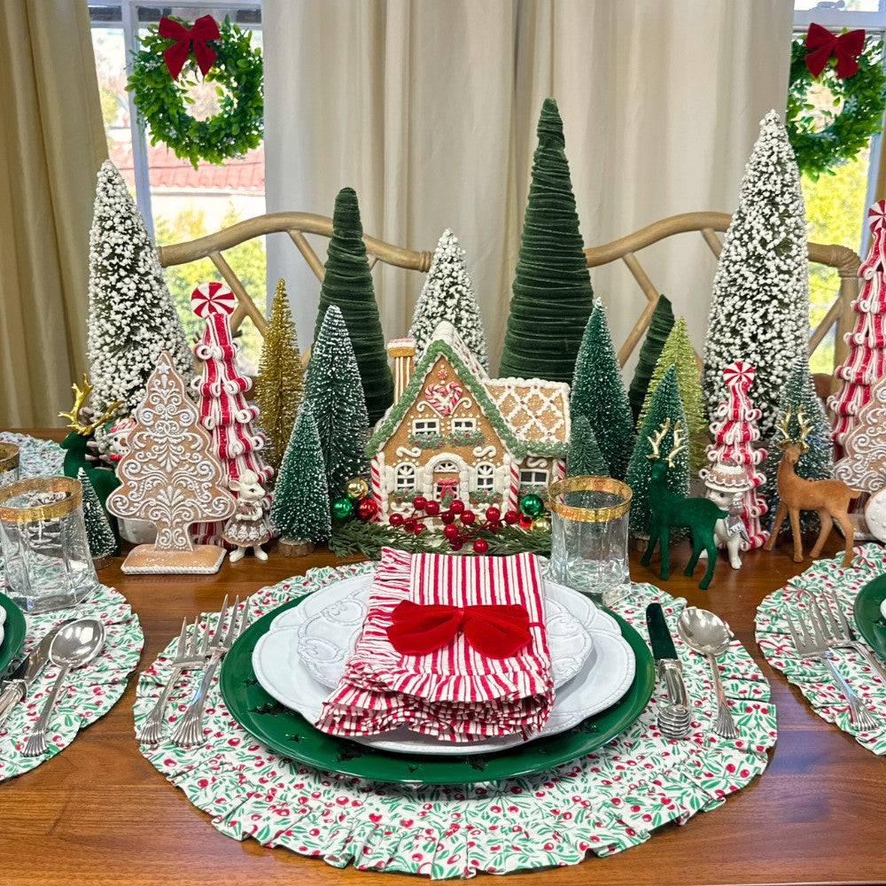 Red Stripes with Ruffle - Napkin (Set of 4)