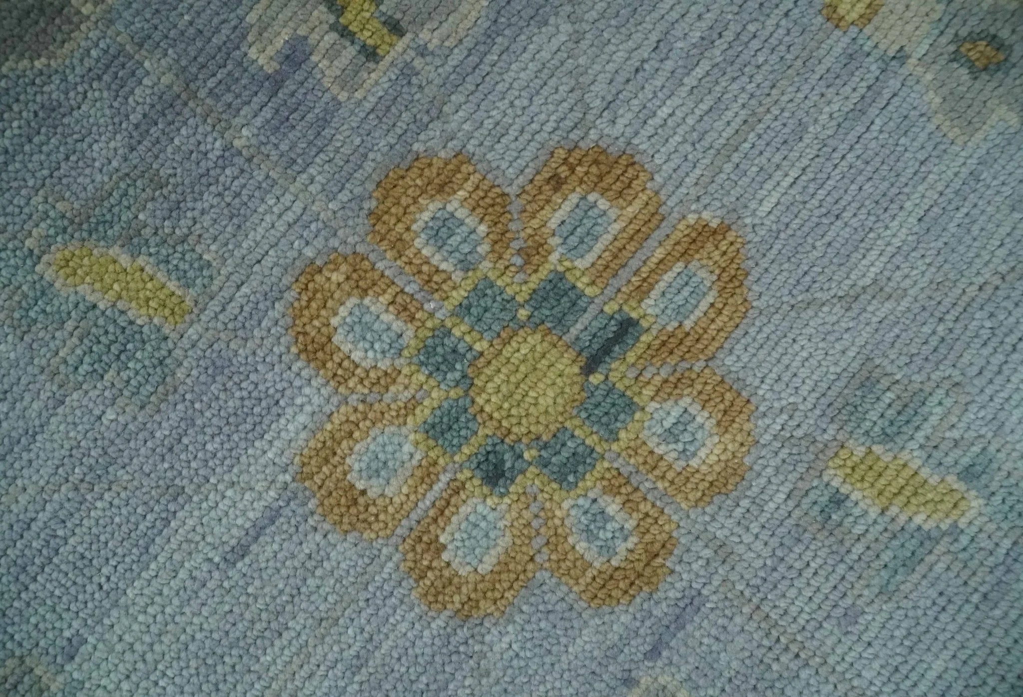 8x10, 9x12, 10x14 and 12x15 Charcoal, Aqua and Silver Hand Knotted Oushak Wool Rug | NT37 - The Rug Decor