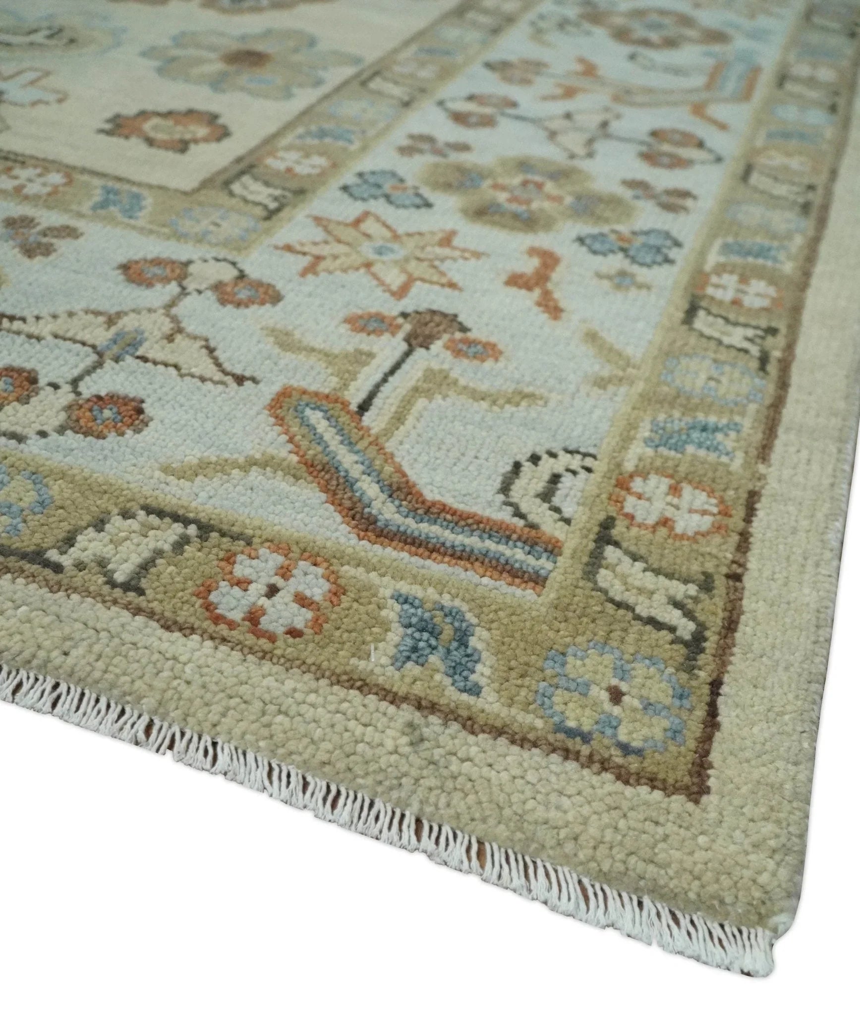 Hand Knotted Beige and Ivory Multi Size Traditional Oushak Wool Area Rug - The Mayfair Hall