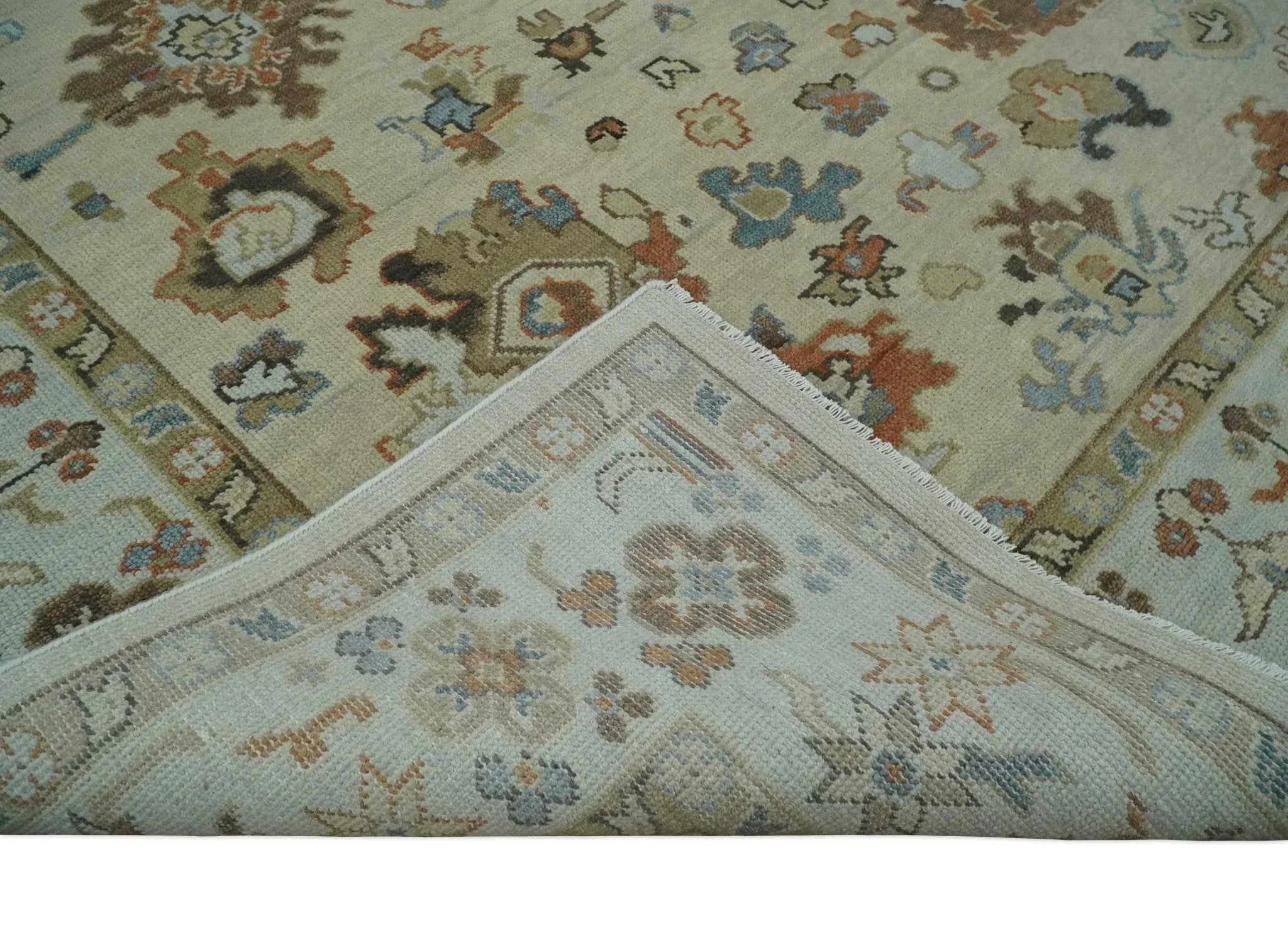 Hand Knotted Beige and Ivory Multi Size Traditional Oushak Wool Area Rug - The Mayfair Hall