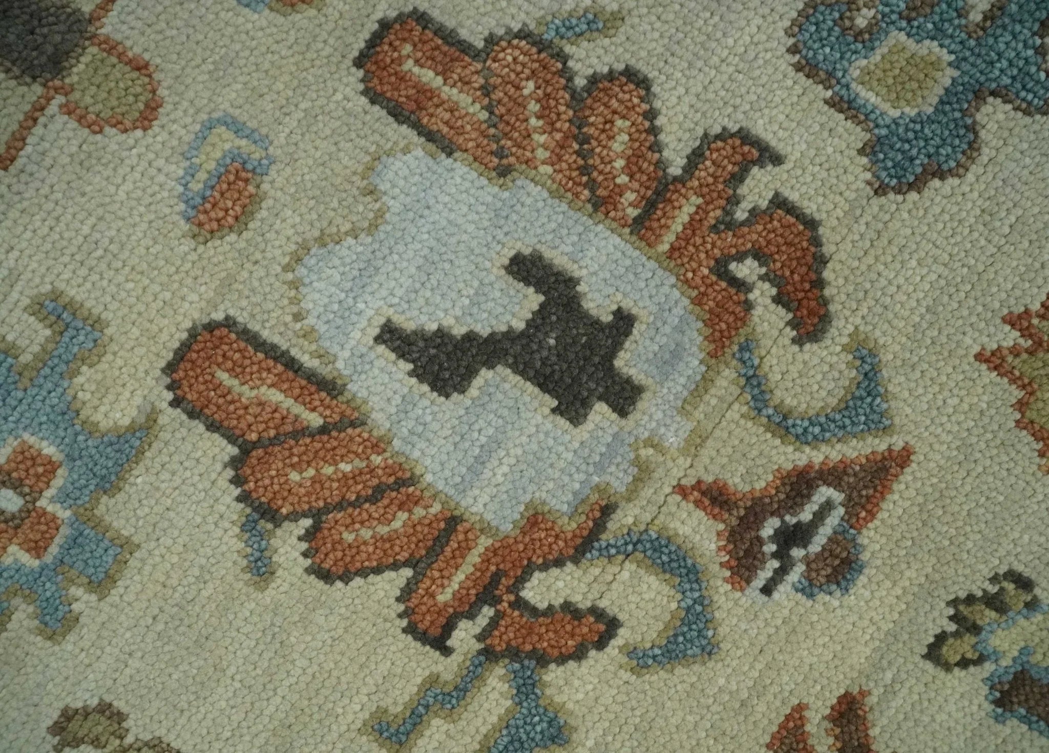 Hand Knotted Beige and Ivory Multi Size Traditional Oushak Wool Area Rug - The Mayfair Hall