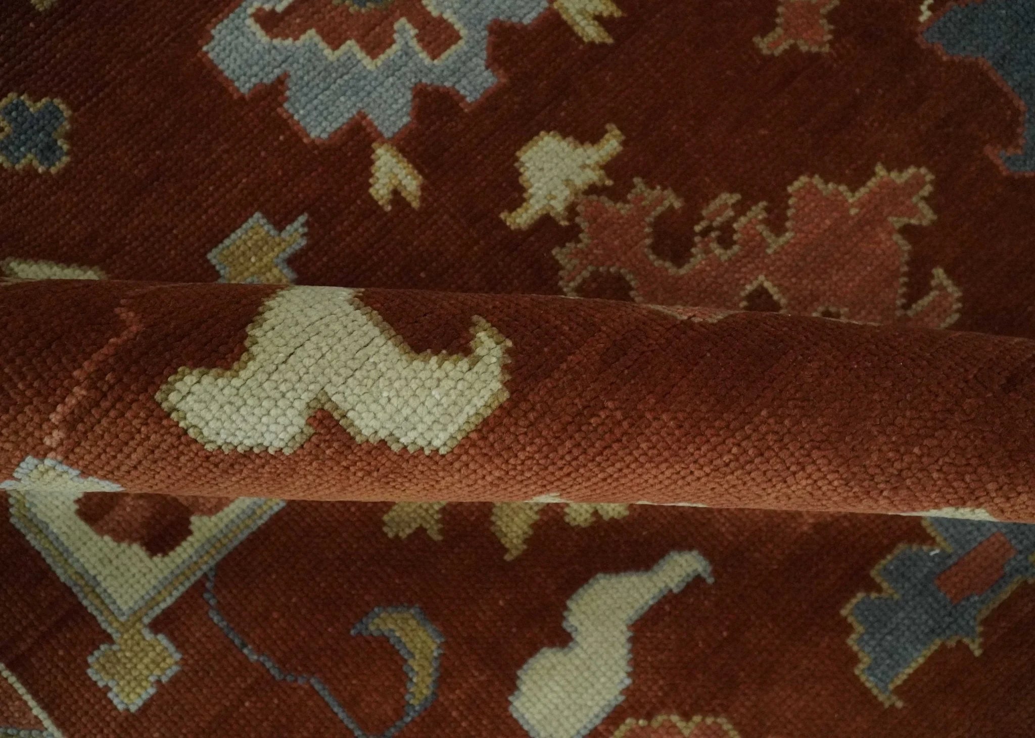 8x10, 9x12, 10x14 and 12x15 Hand Knotted Rust and Beige Traditional Persian Oushak Wool Rug | NT17 - The Rug Decor