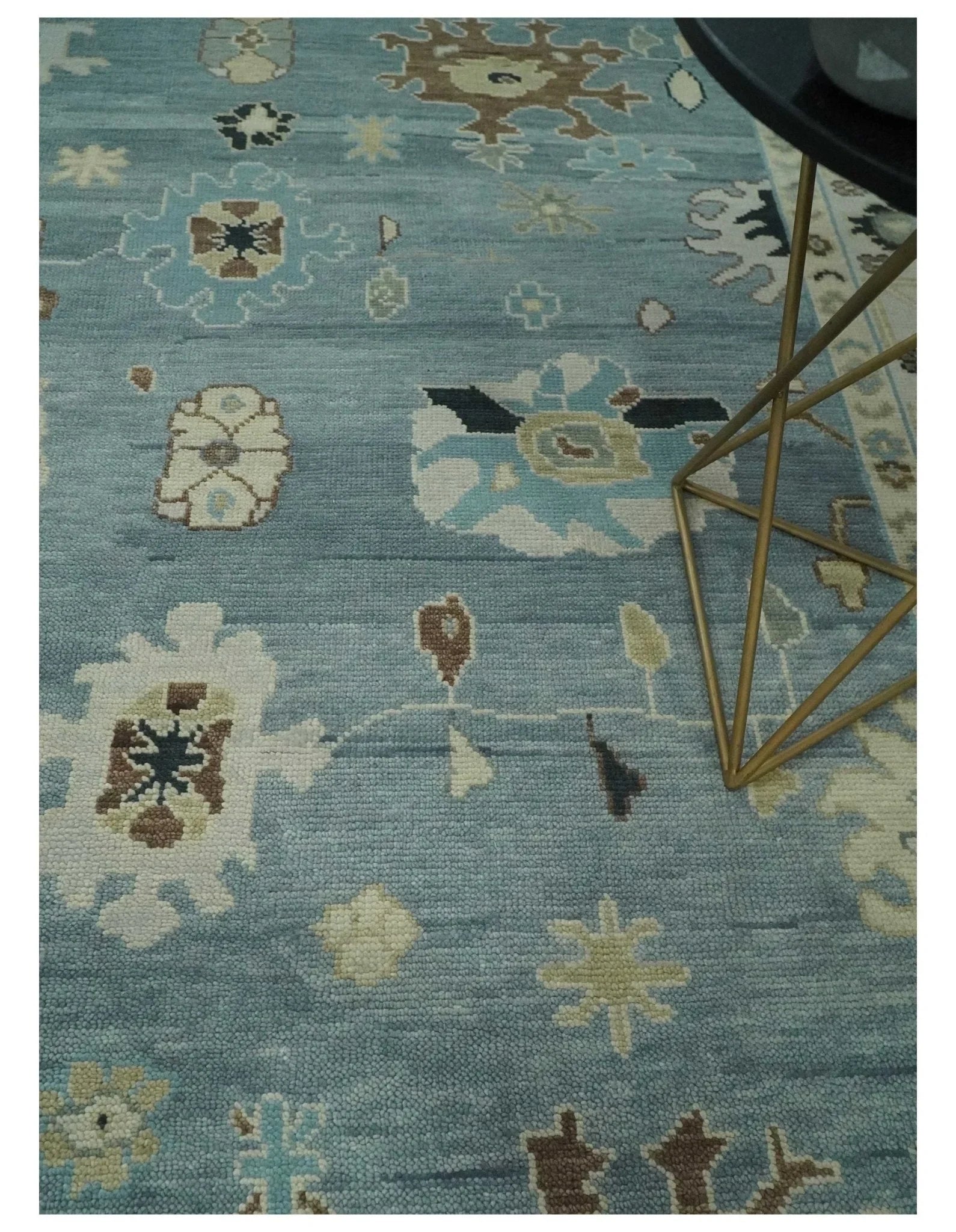 8x10, 9x12, 10x14 and 12x15 Hand Knotted Silver and Beige Traditional Oushak Vintage Wool Rug | NT40 - The Rug Decor