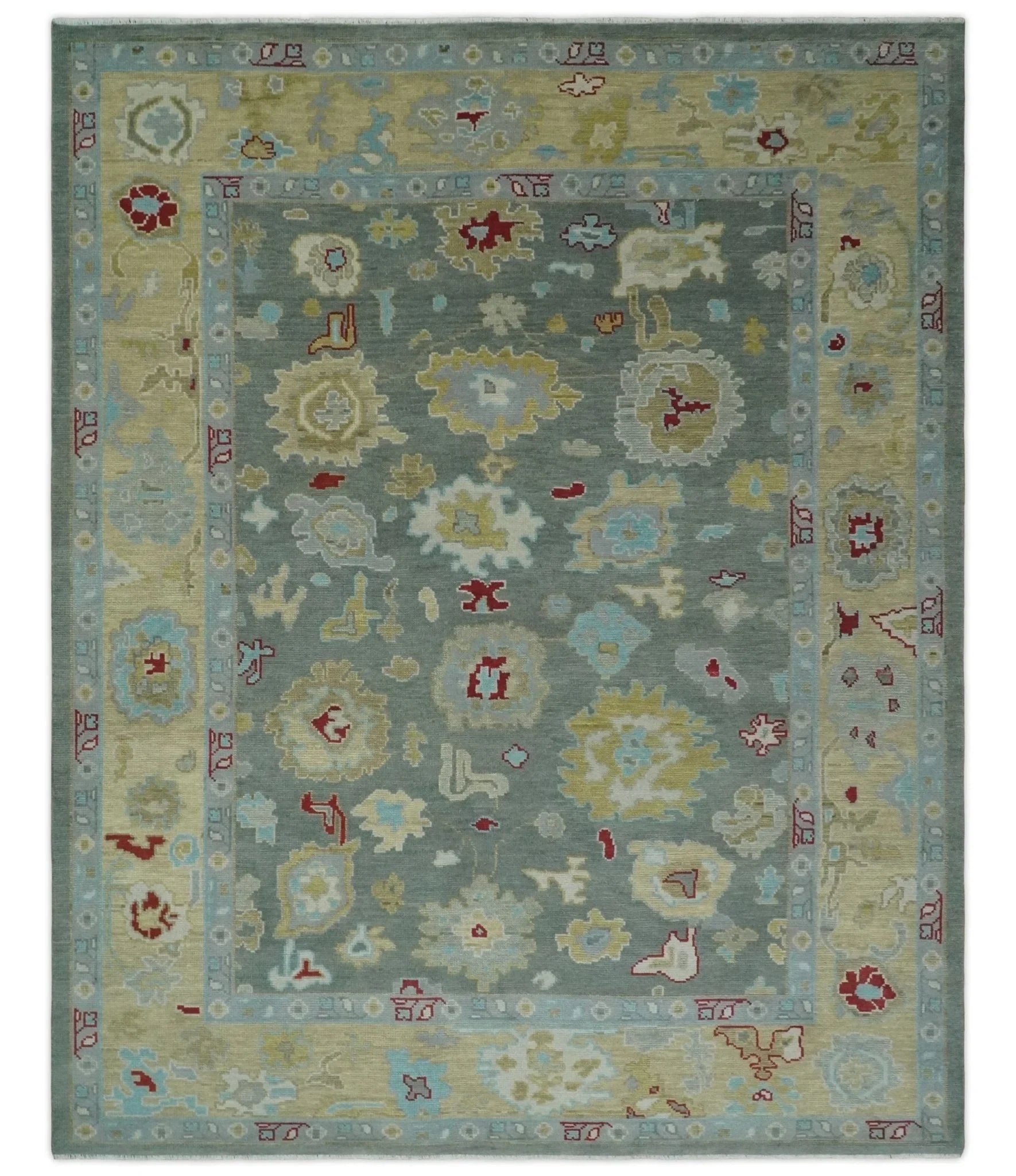 8x10, 9x12, 10x14 and 12x15 Hand Knotted Silver and Beige Traditional Persian Oushak Wool Rug | NT18 - The Rug Decor