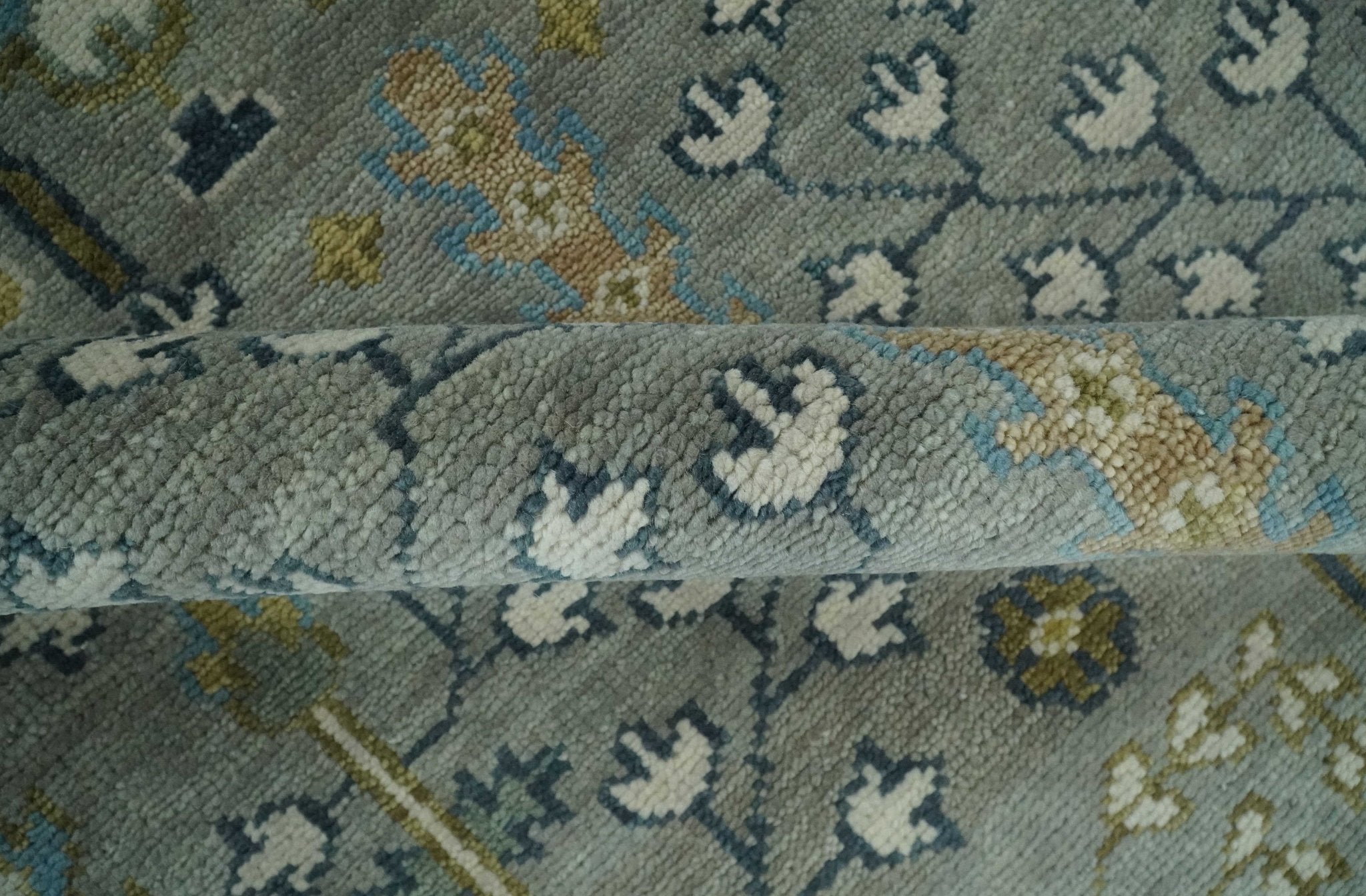 8x10, 9x12, 10x14 and 12x15 Hand Knotted Silver, Ivory and Beige Traditional Persian Vintage Wool Rug | TRDCP1372 - The Rug Decor