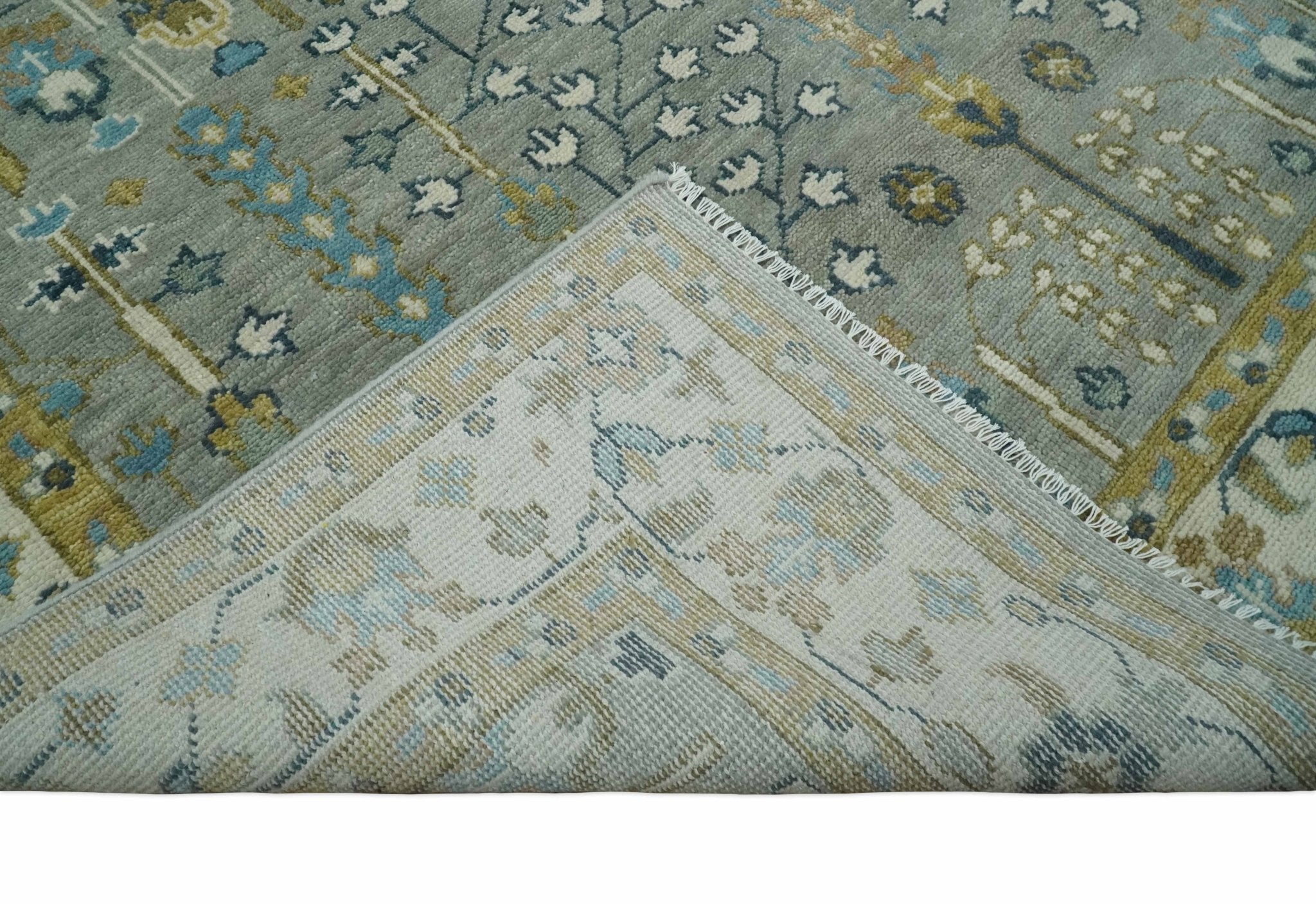 8x10, 9x12, 10x14 and 12x15 Hand Knotted Silver, Ivory and Beige Traditional Persian Vintage Wool Rug | TRDCP1372 - The Rug Decor