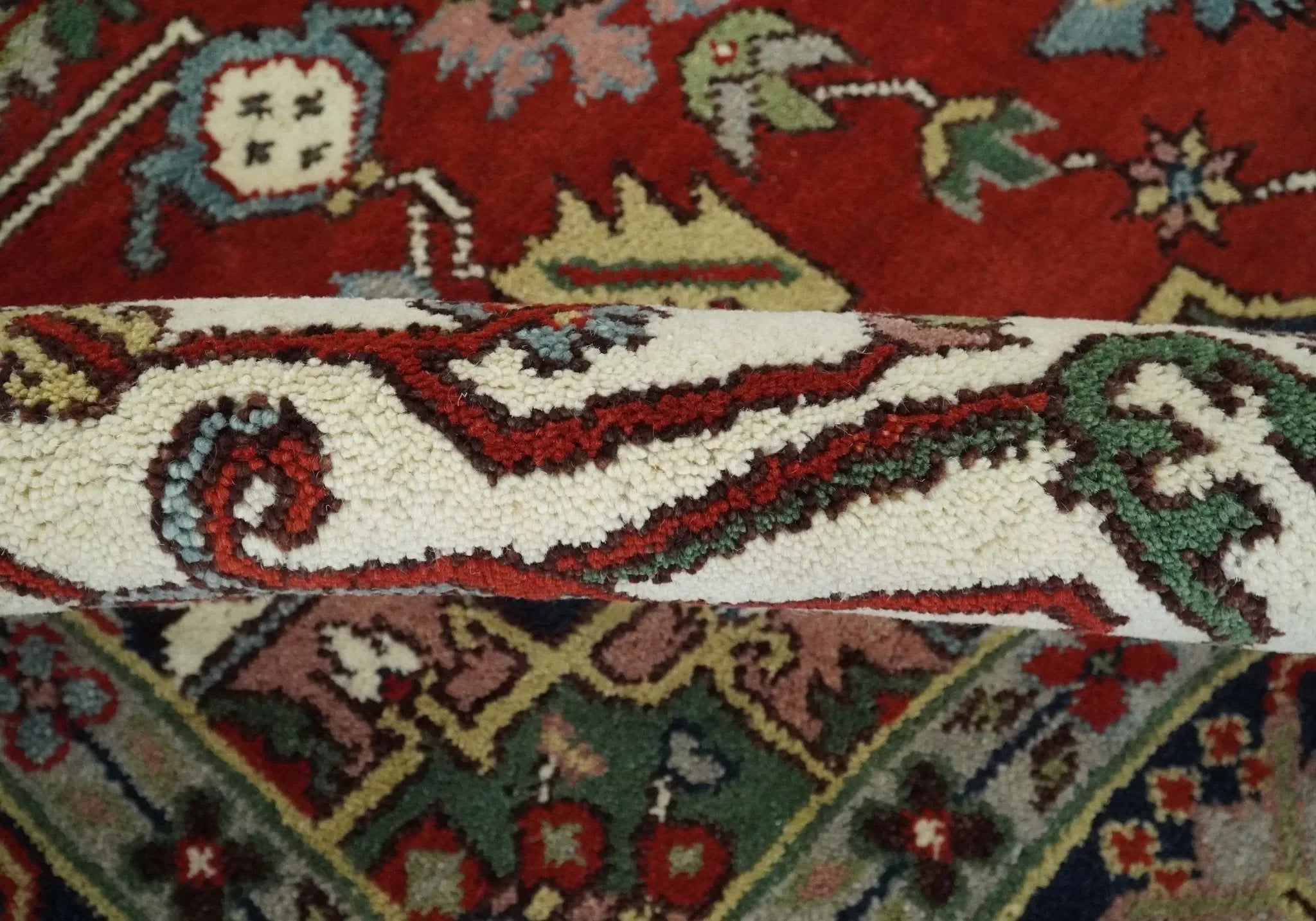 8x10 and 9x12 Hand Knotted Brown, Mustard, Ivory and Blue Traditional Wool Area Rug - The Mayfair Hall