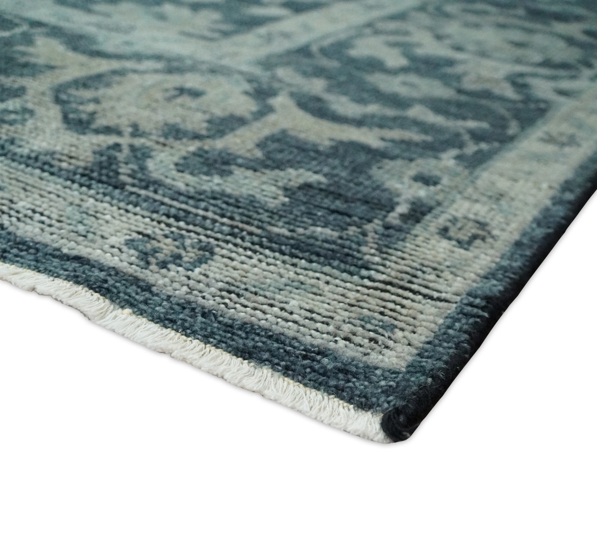 8x10 Beige and Charcoal Traditional Persian Hand Knotted Antique Wool Area Rug | TRD2367 - The Rug Decor