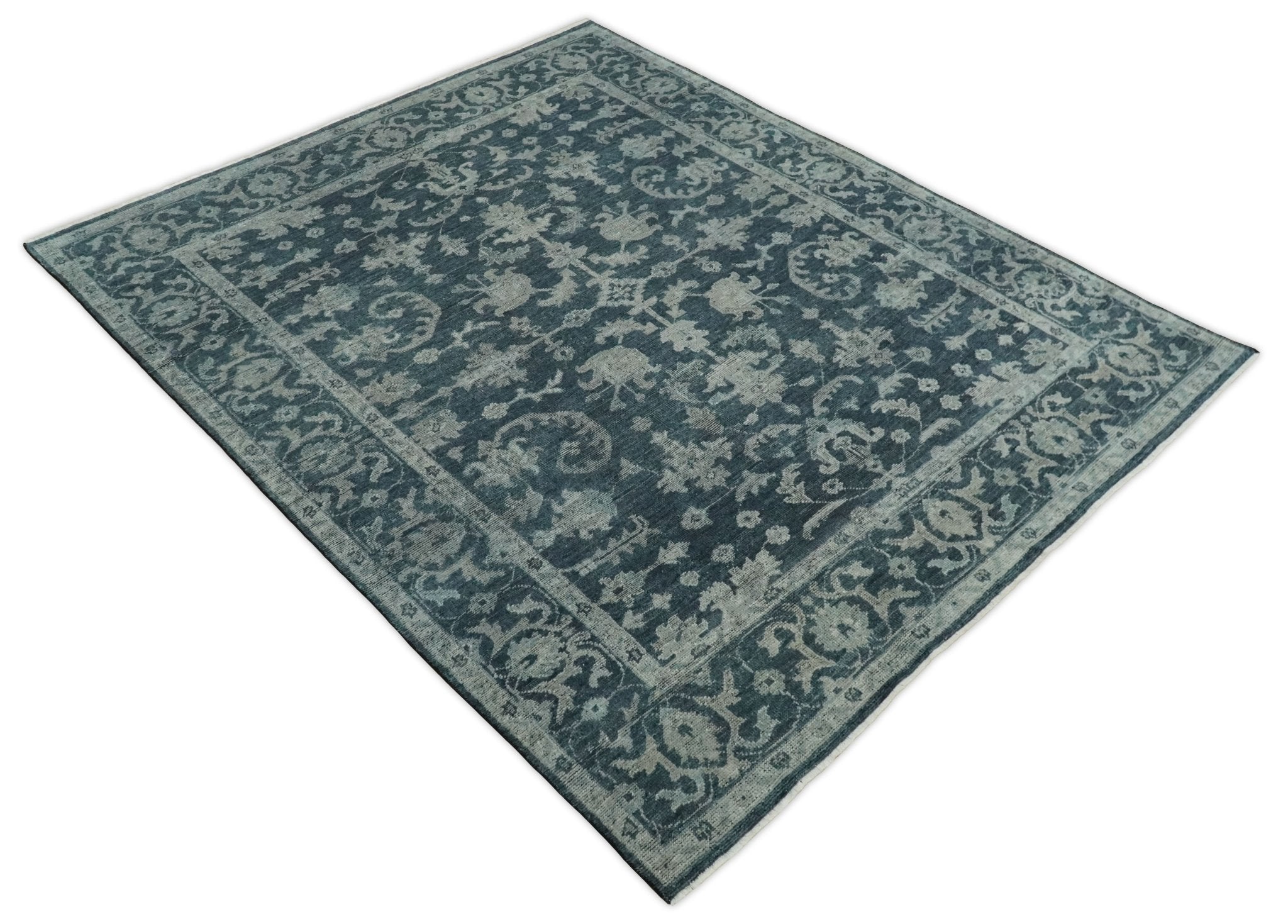 8x10 Beige and Charcoal Traditional Persian Hand Knotted Antique Wool Area Rug | TRD2367 - The Rug Decor