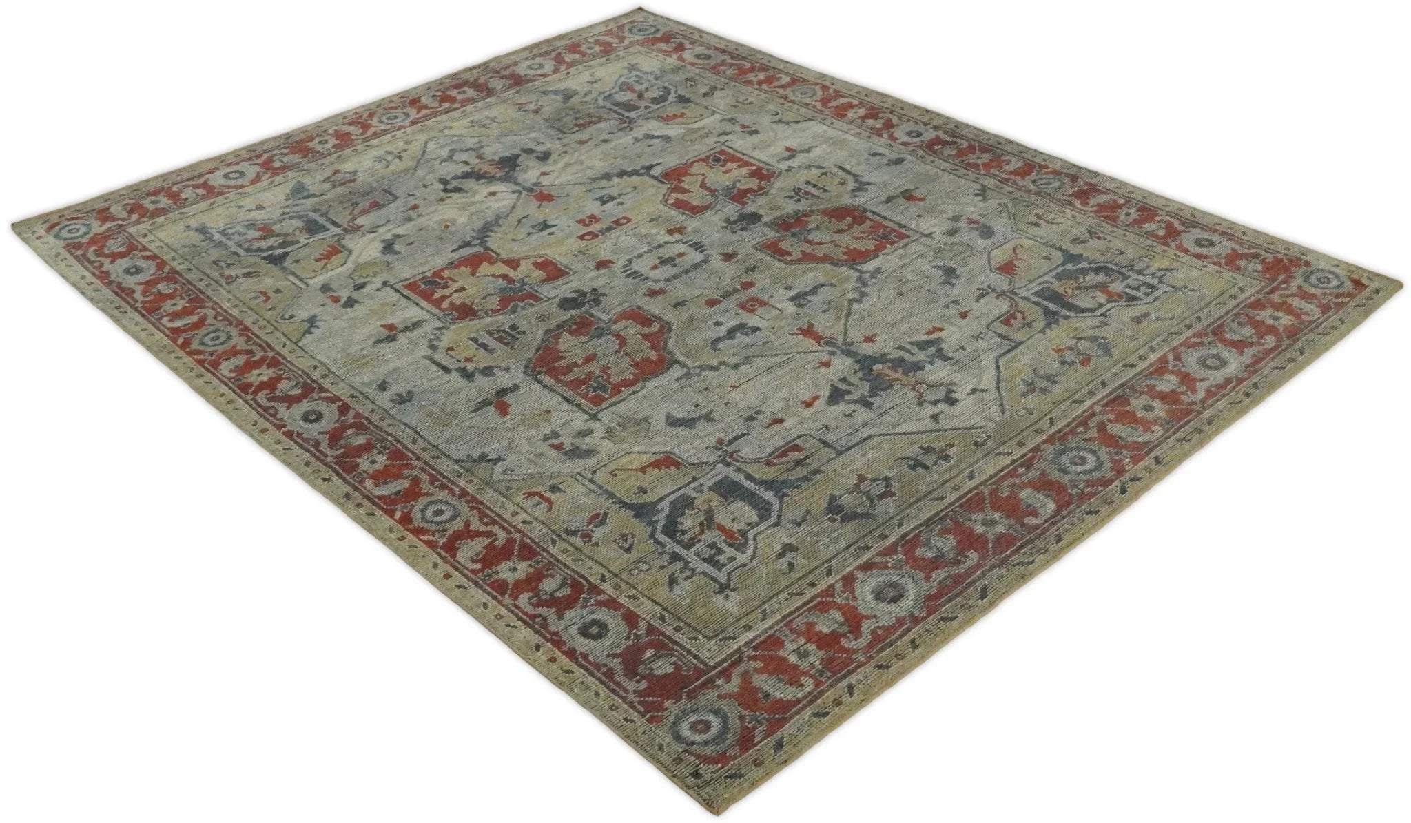 8x10 Hand Knotted Serapi Silver and Rust Traditional Antique Area Rug | TRD2401 - The Rug Decor