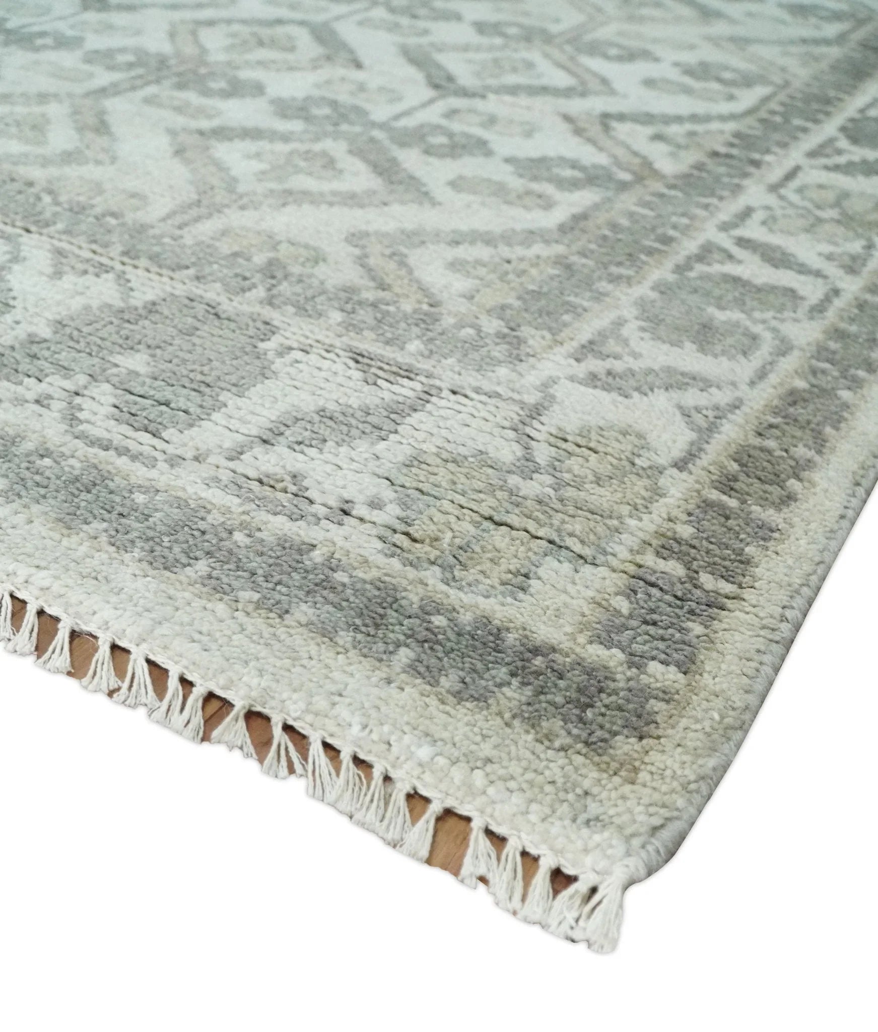 8x10 Hand Knotted Turkish Ivory and Silver Traditional Antique Persian Area Rug | TRDCP1120810S - The Mayfair Hall