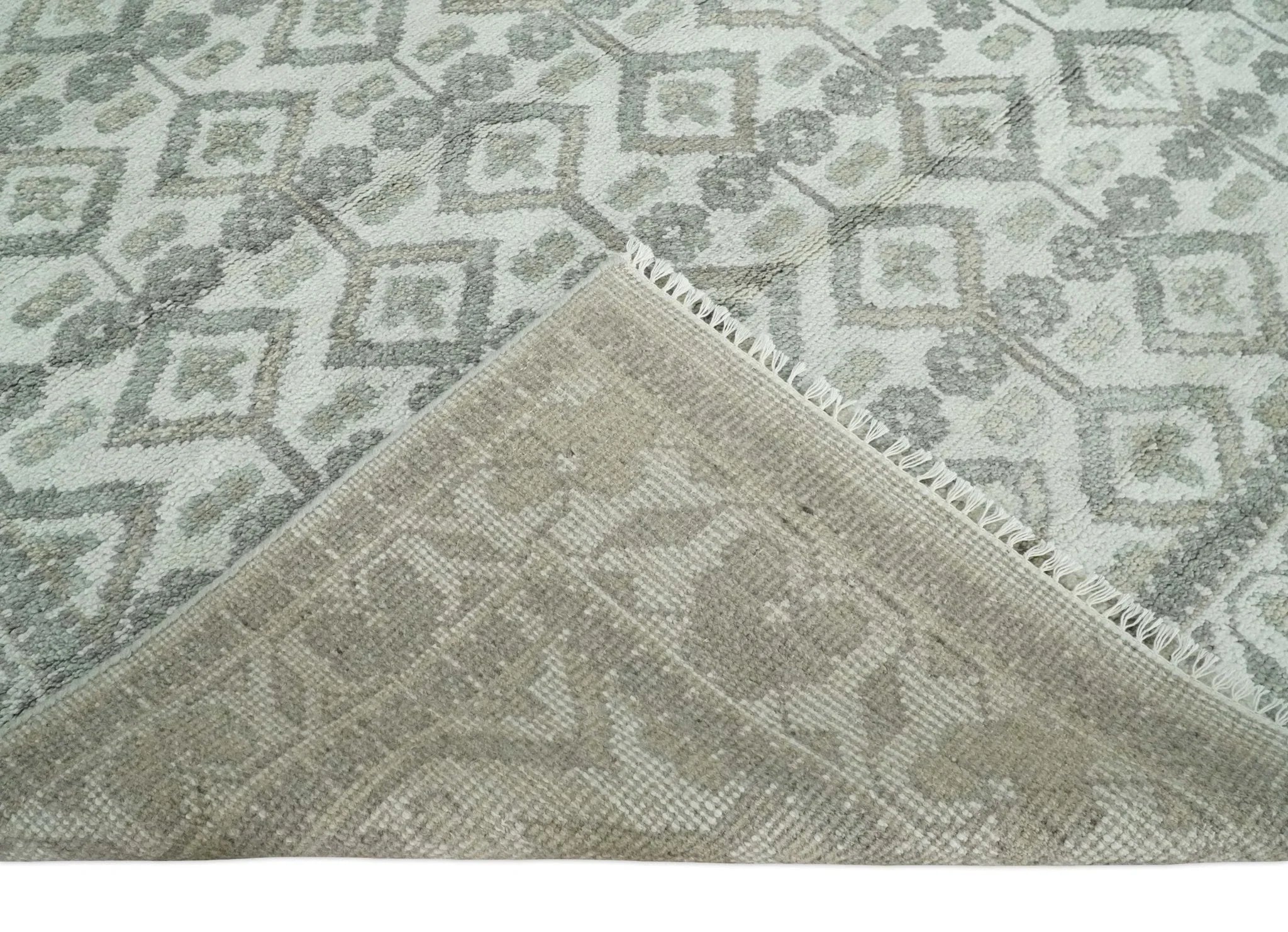 8x10 Hand Knotted Turkish Ivory and Silver Traditional Antique Persian Area Rug | TRDCP1120810S - The Mayfair Hall