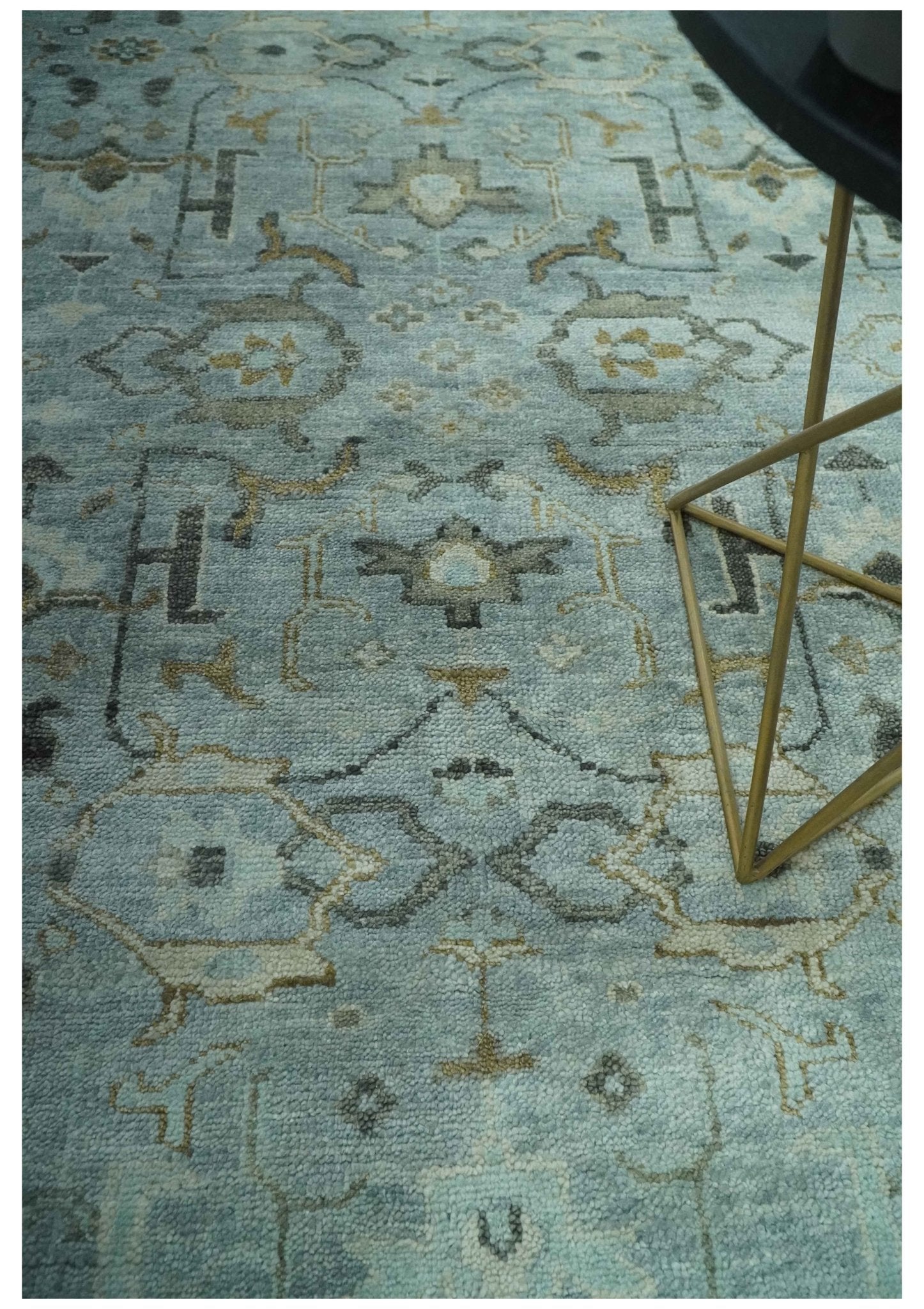 8x10 Traditional Hand Knotted Blue and Ivory Hand Knotted wool area Rug