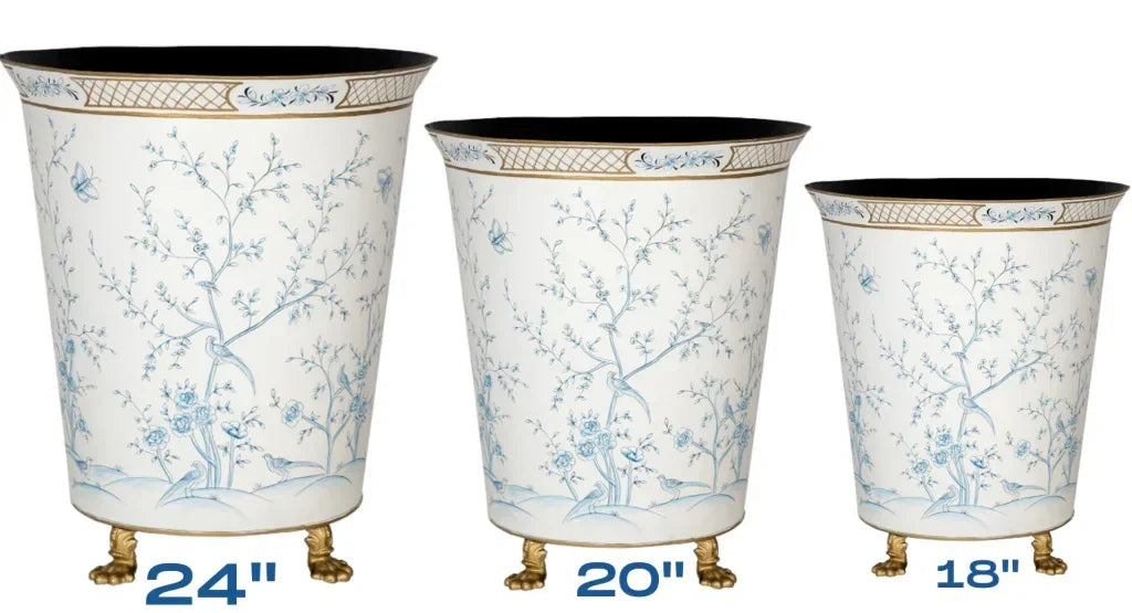 Ivory & Blue Chinoiserie Footed Floor Planter - The Mayfair Hall