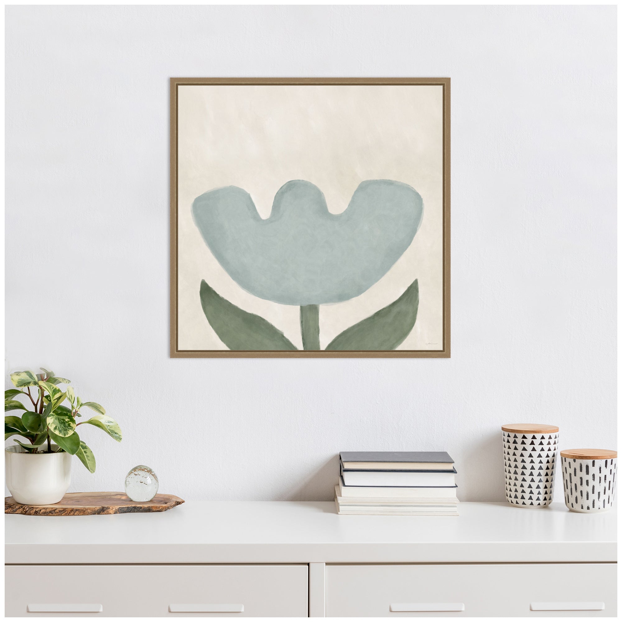Blue Flower by Gabrielly Guedes Framed Canvas Wall Art Print