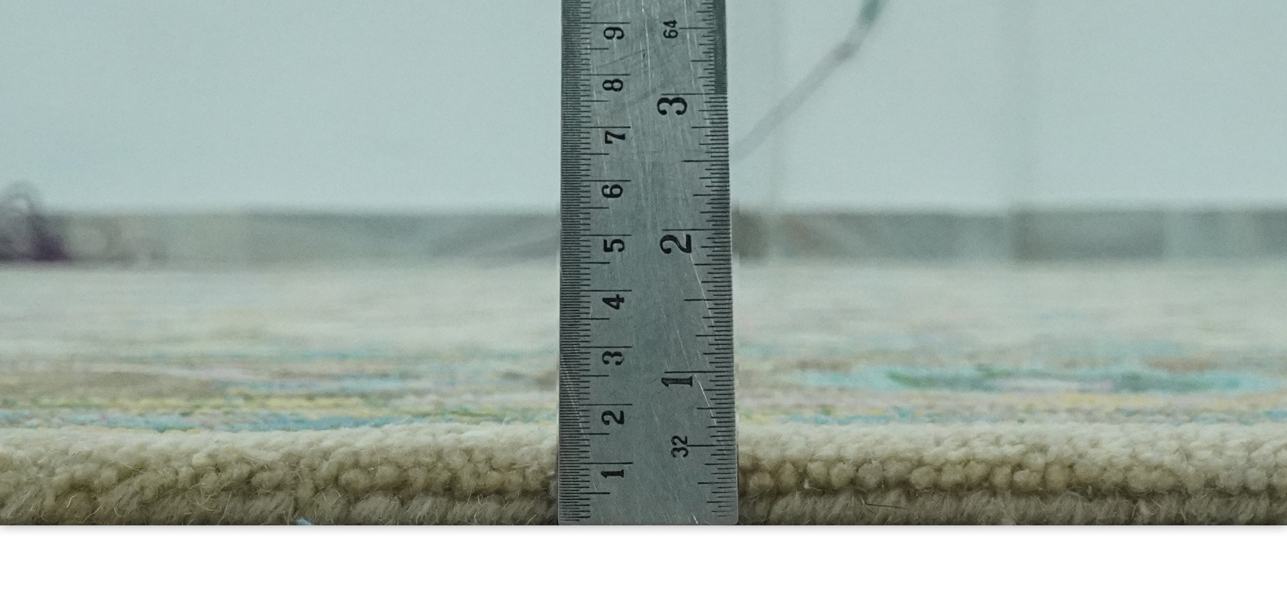 Floral Beige, Blue and Purple Traditional Hand Tufted Custom Made Wool Rug