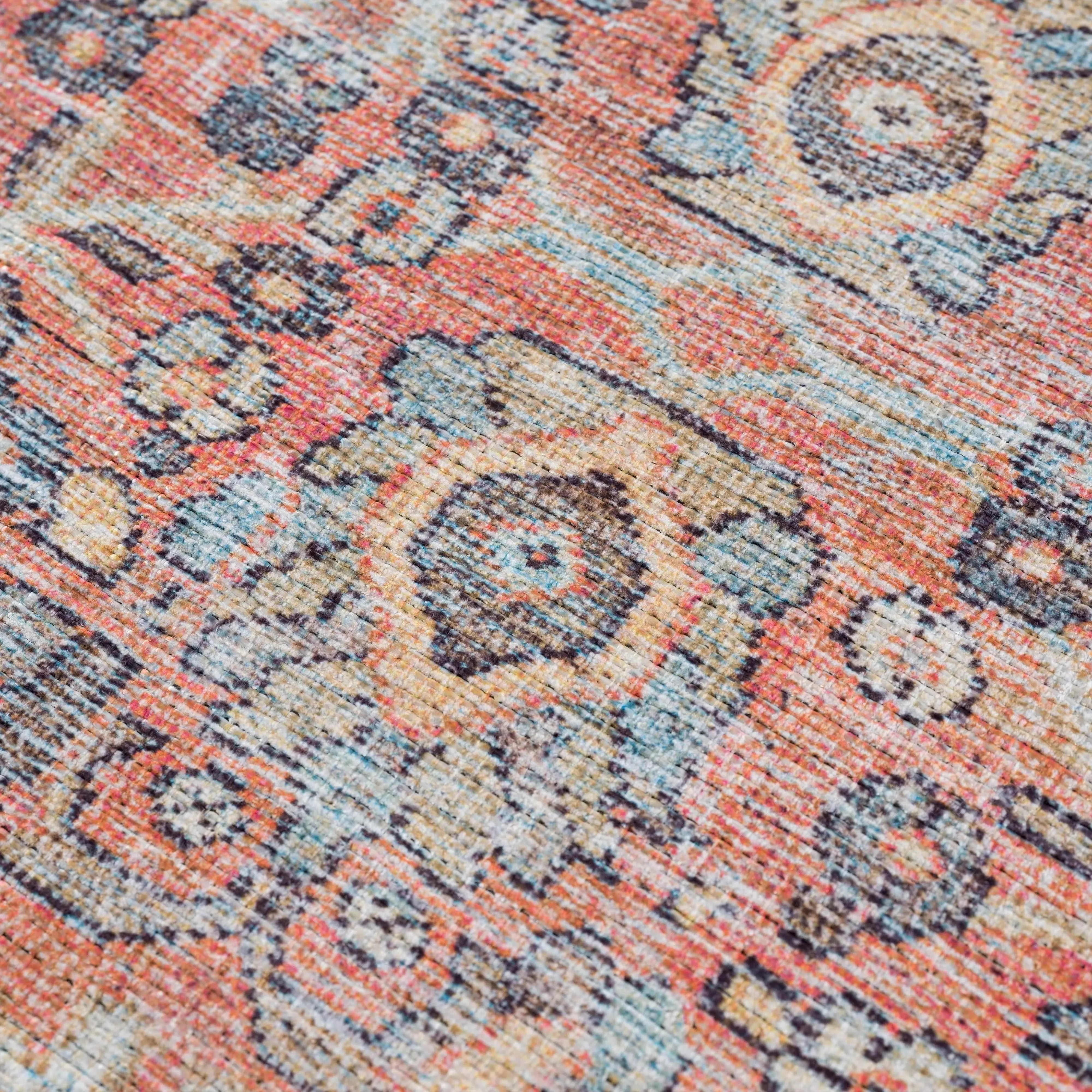Peach & Blue Washable Area Rug - Clearance - The Mayfair Hall