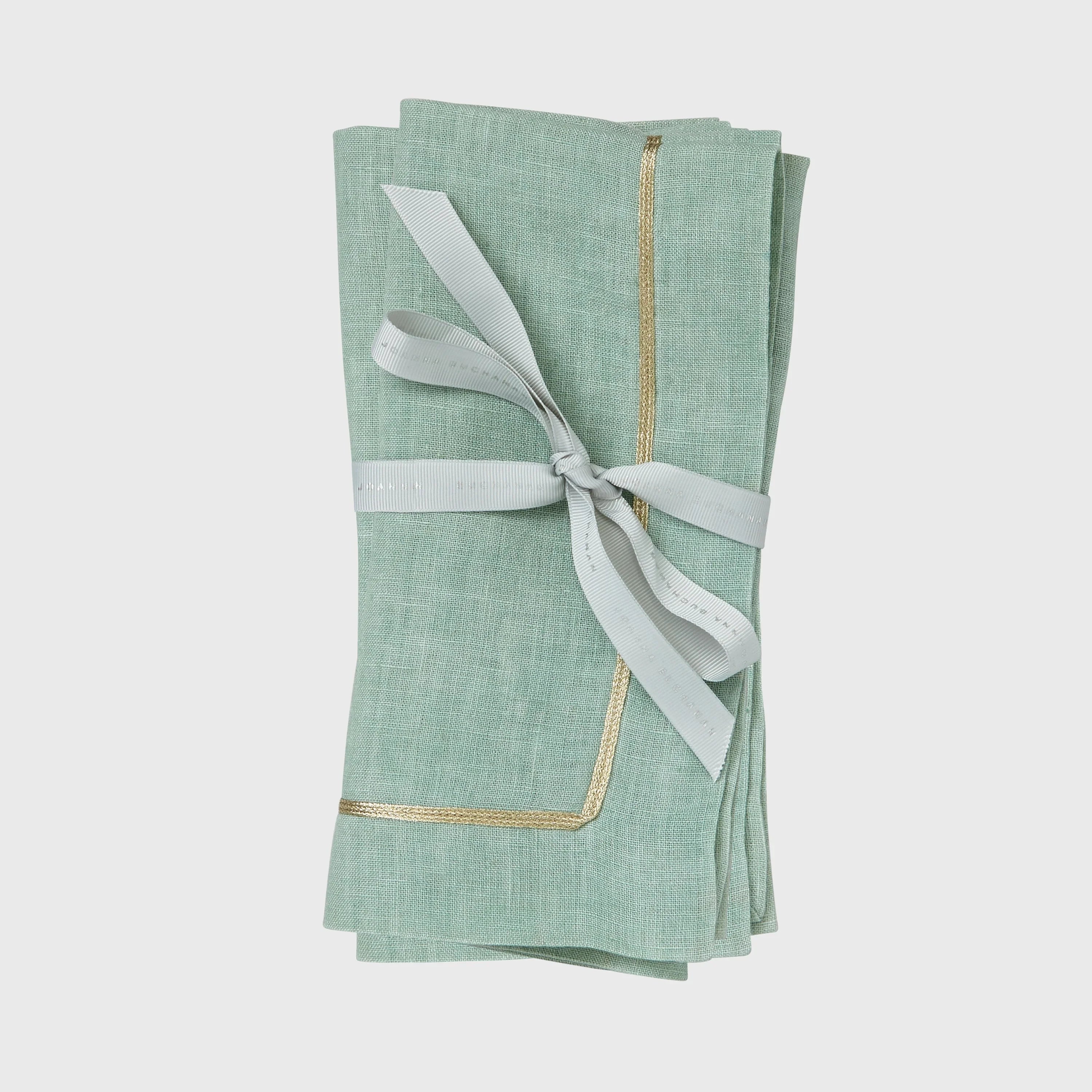 Gold Trim Seafoam Green Dinner Napkins (Set of 2)