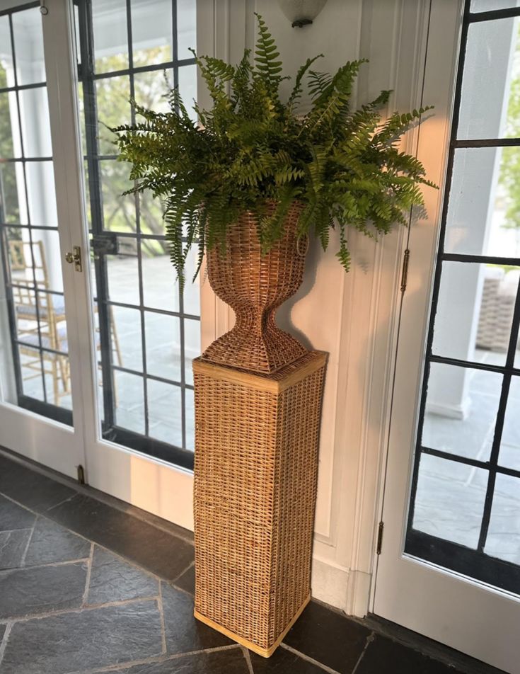 Square Wicker Urn and Pedestal (3 Options)