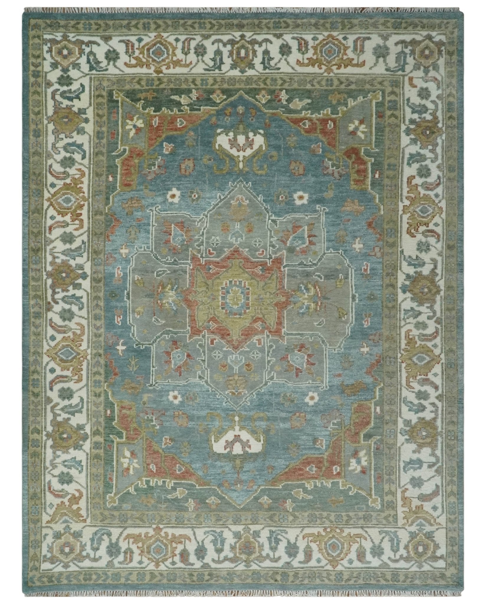 9x12 Silver, Gray and Ivory Hand Knotted Traditional Wool Area Rug