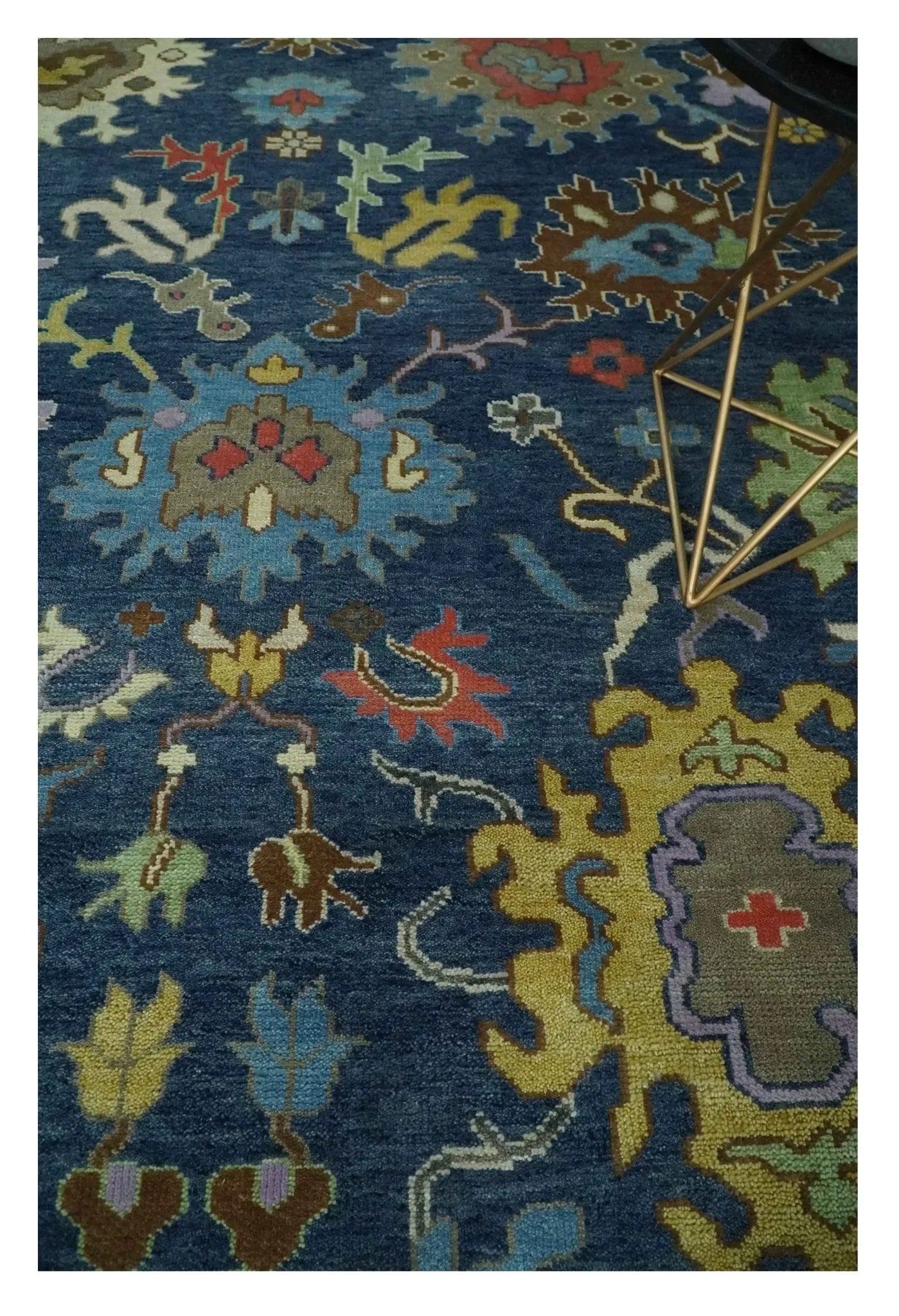 9x12 Wool Traditional Persian Blue and Gray Vibrant Colorful Hand knotted Oushak Area Rug | TRDCP1365912 - The Mayfair Hall