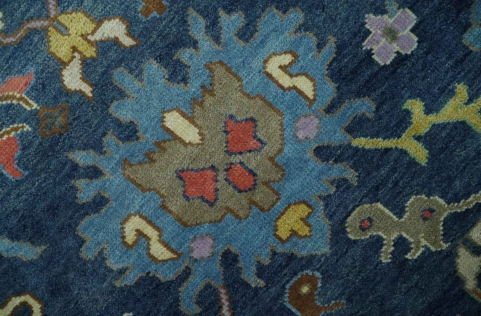 9x12 Wool Traditional Persian Blue and Gray Vibrant Colorful Hand knotted Oushak Area Rug | TRDCP1365912 - The Mayfair Hall