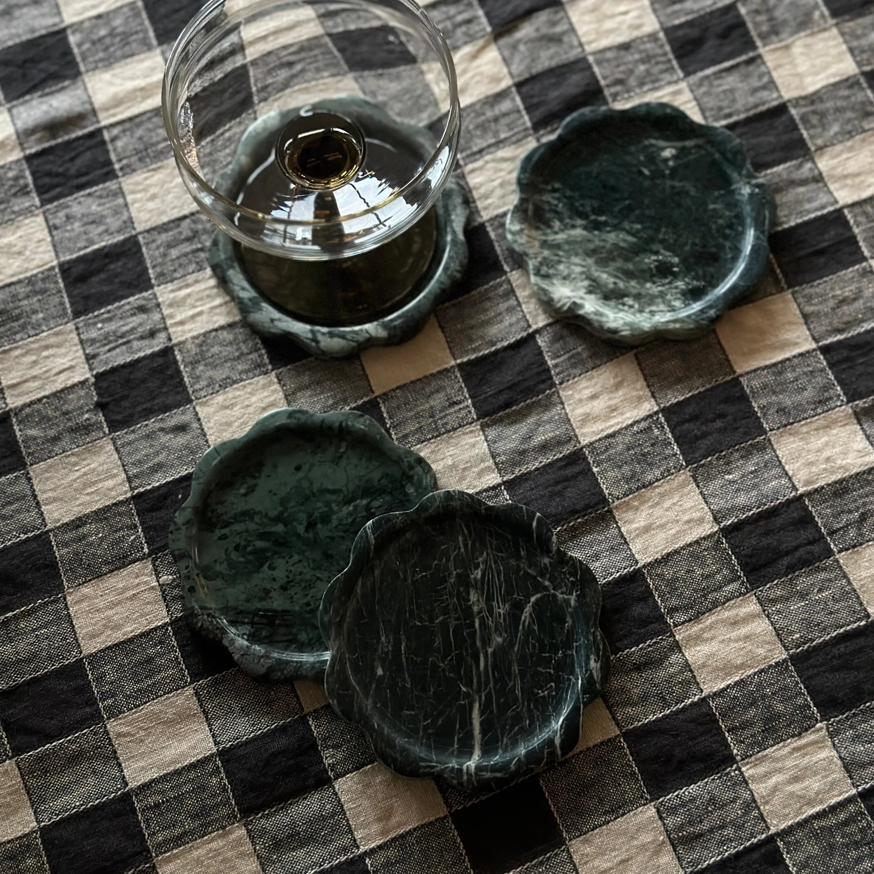 Marble Sun Coaster Set in Emerald - The Mayfair Hall