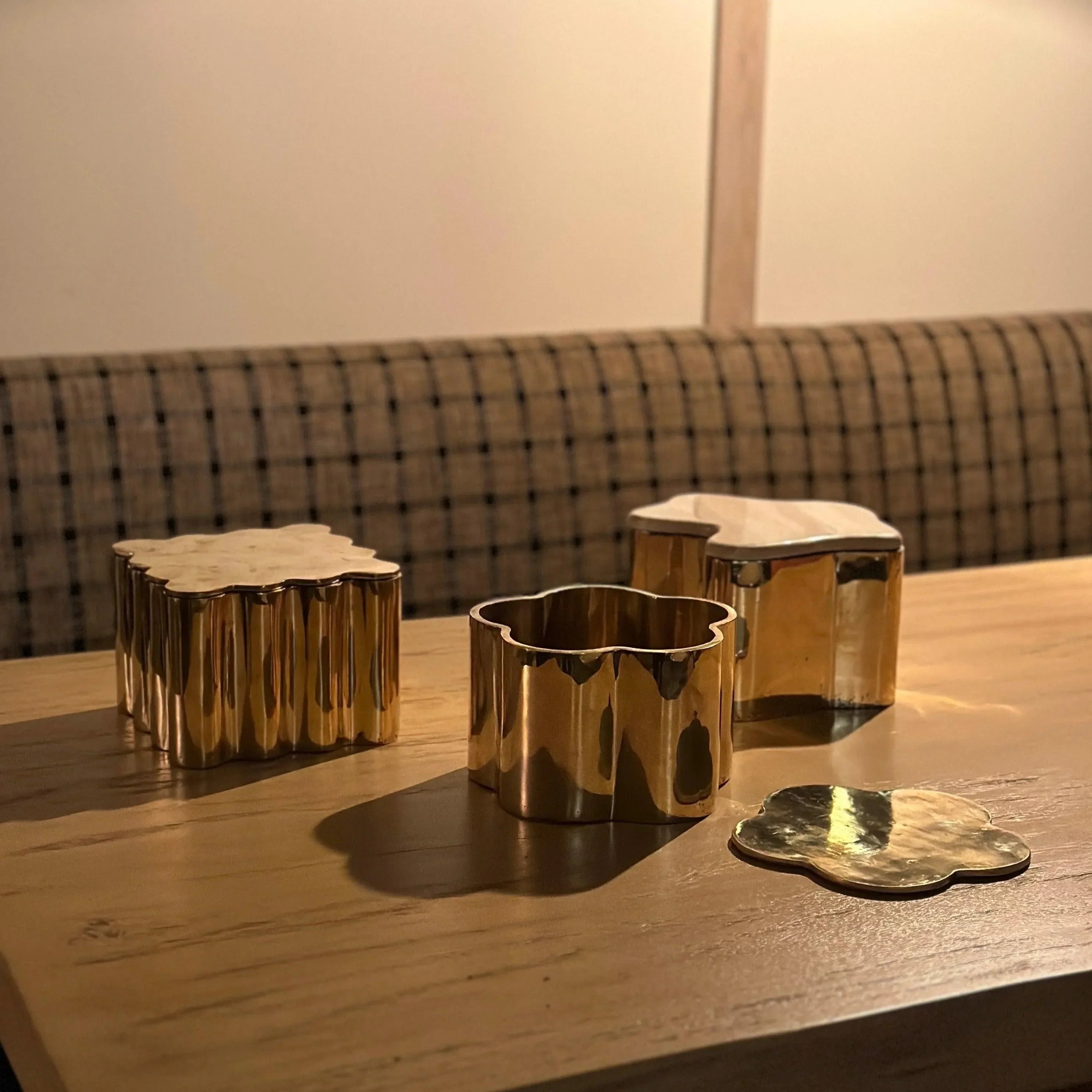Flo Box in Brass with Oyster Lid - The Mayfair Hall