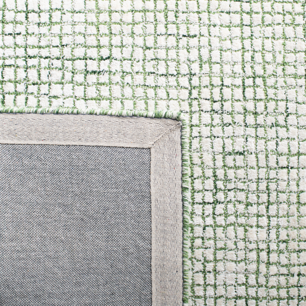 Abstract Modern Hand Tufted Area Rug in Ivory and Green