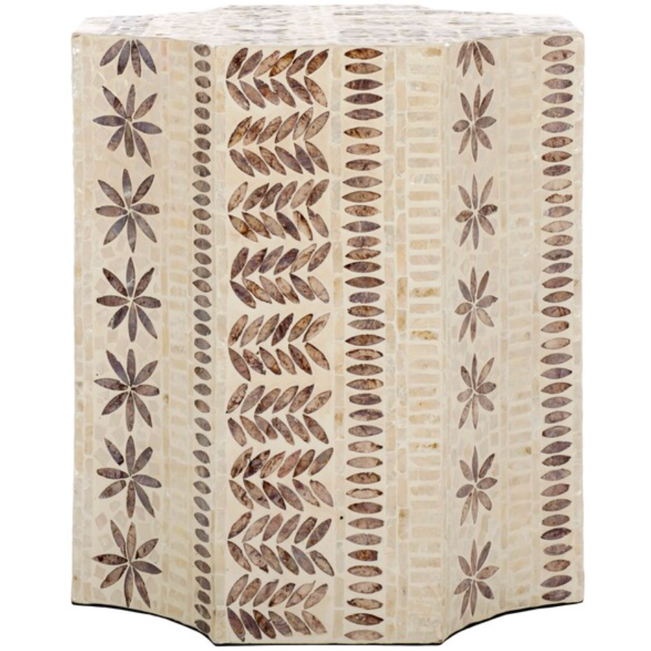 Tuley Wood Accent Table in White and Gold