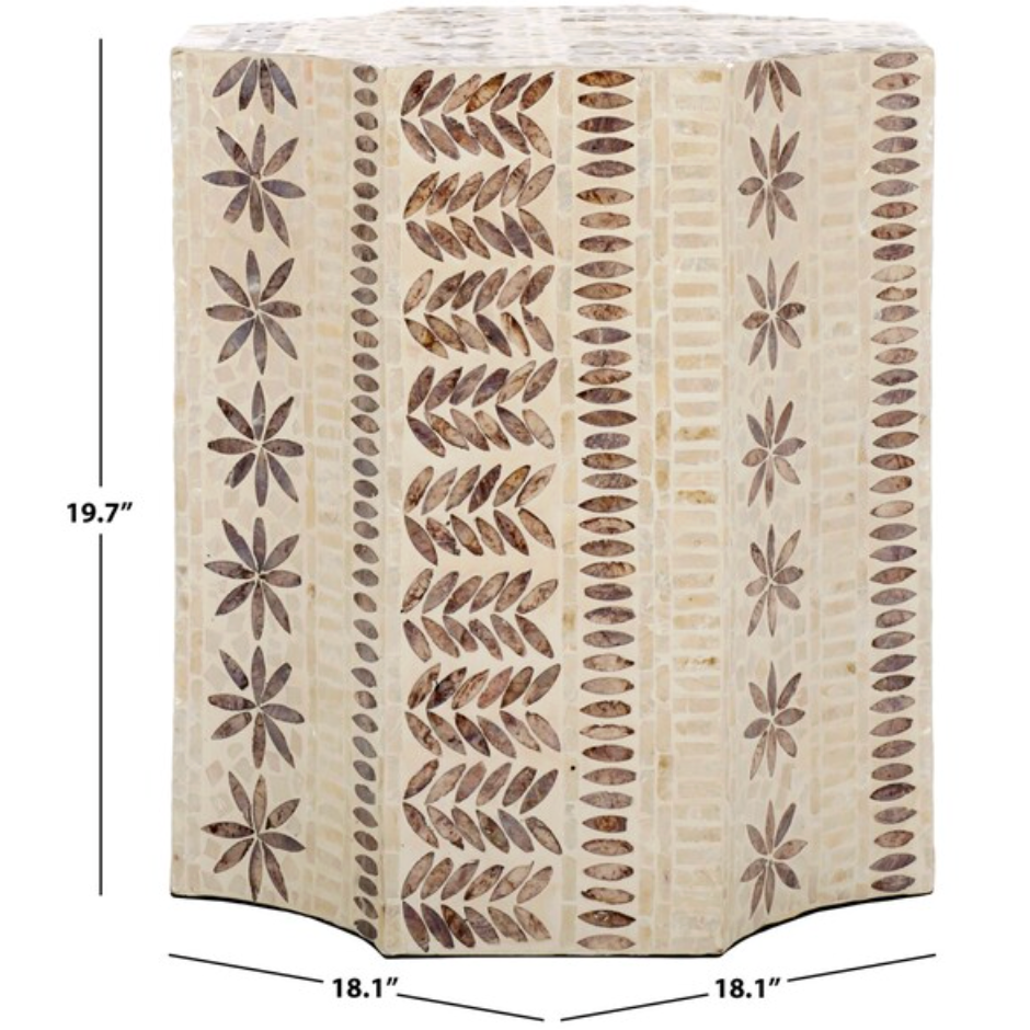 Tuley Wood Accent Table in White and Gold