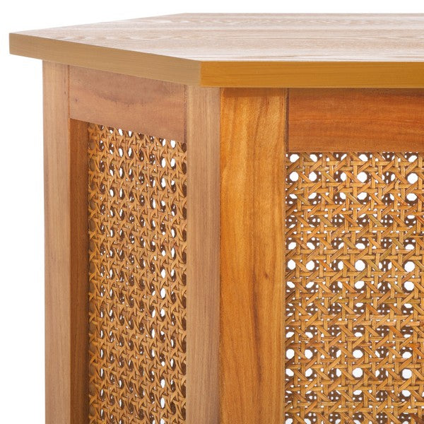 Danez Hexagon Cane Accent Table in Natural