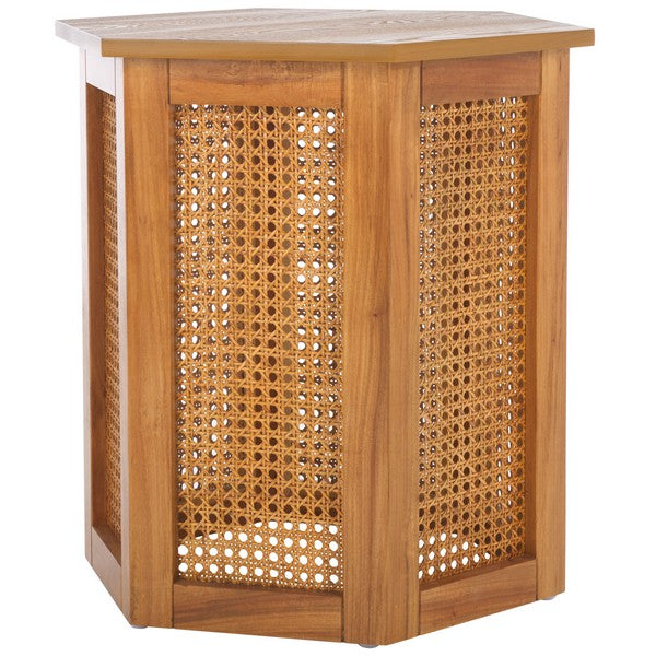 Danez Hexagon Cane Accent Table in Natural