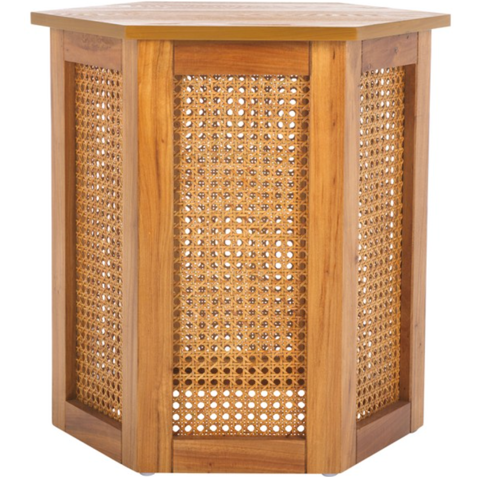 Danez Hexagon Cane Accent Table in Natural