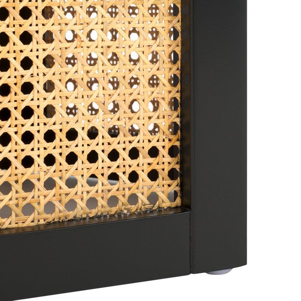 Danez Hexagon Cane Accent Table in Black and Natural