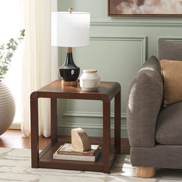 Omara Wood Accent Table in Walnut - The Mayfair Hall