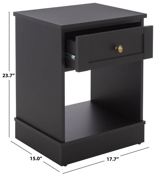 Shafa Accent Table in Black with Storage Drawer