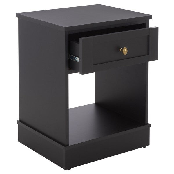 Shafa Accent Table in Black with Storage Drawer