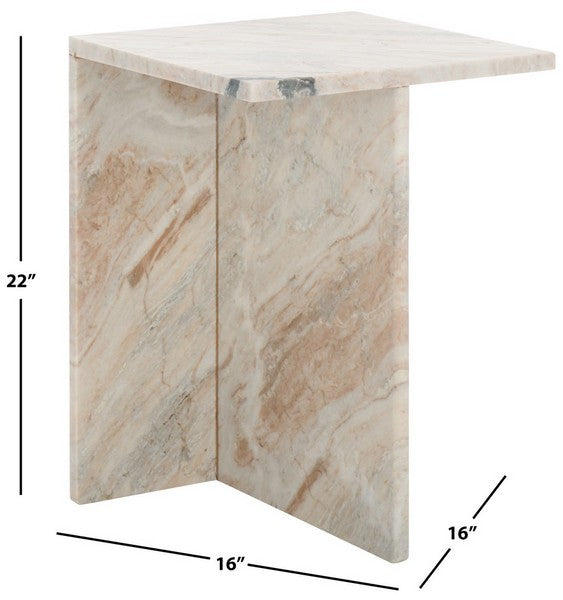 Udo Marble Accent Table in Brown and Gray
