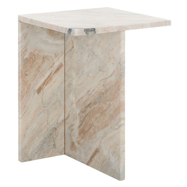 Udo Marble Accent Table in Brown and Gray