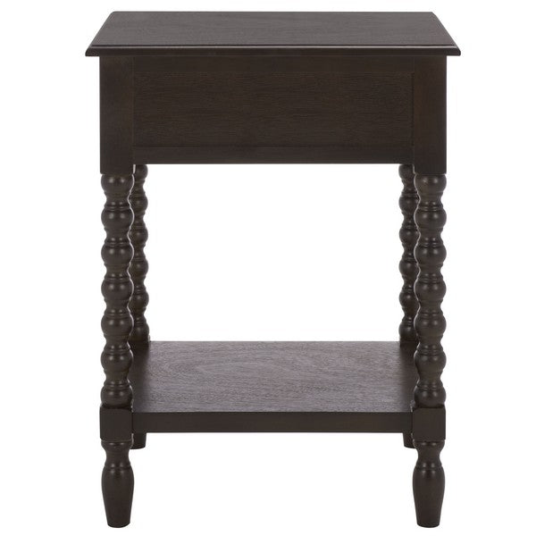 Athena Accent Table with 1 Drawer and Ball-turned Legs in Dark Chocolate