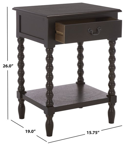 Athena Accent Table with 1 Drawer and Ball-turned Legs in Dark Chocolate
