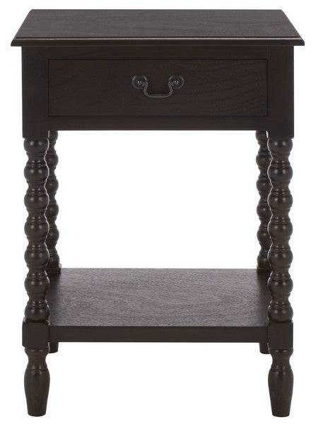 Athena Accent Table with 1 Drawer and Ball-turned Legs in Dark Chocolate