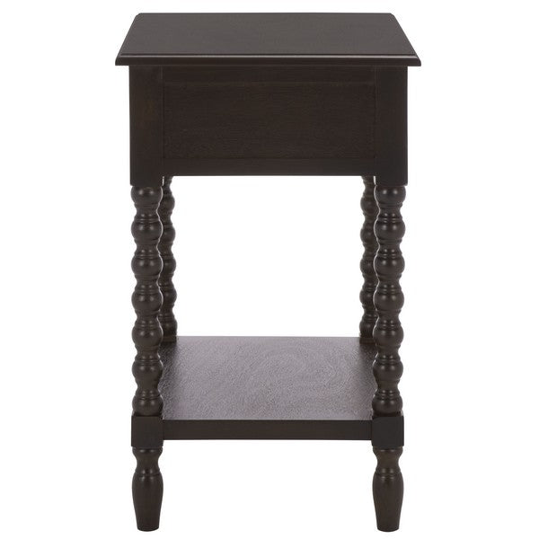 Athena Accent Table with 1 Drawer and Ball-turned Legs in Dark Chocolate