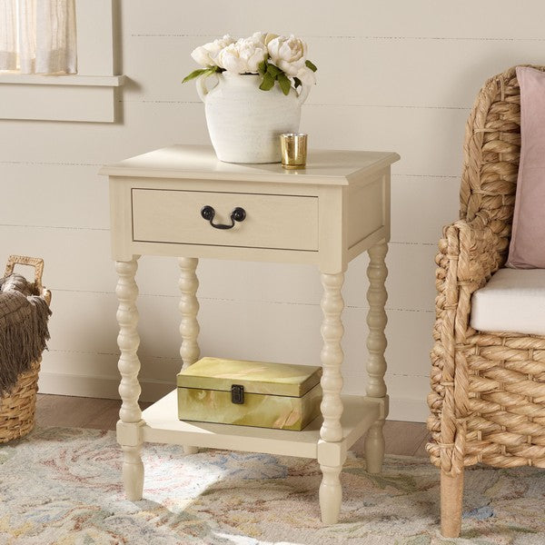 Athena Accent Table with 1 Drawer and Ball-turned Legs in Sand