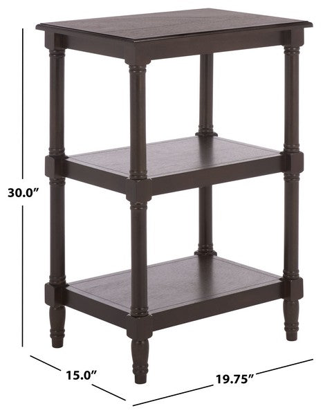 Cassie 3 Shelf Accent Table in Dark Chocolate