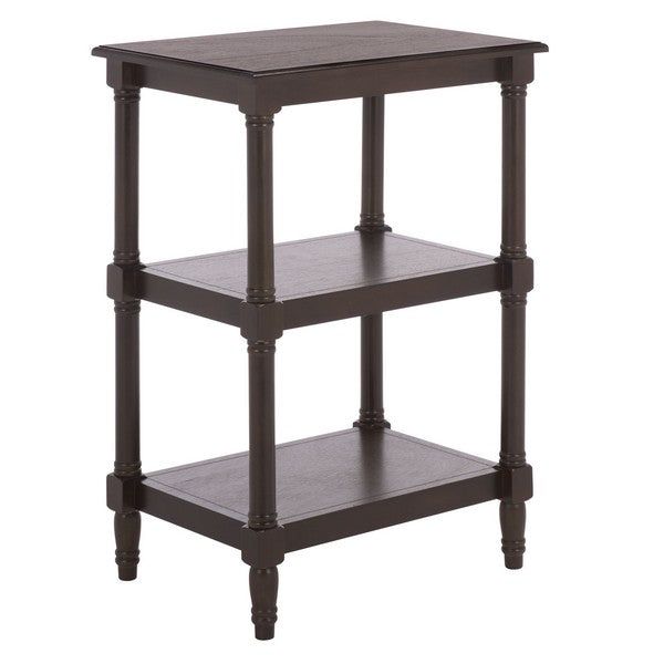 Cassie 3 Shelf Accent Table in Dark Chocolate